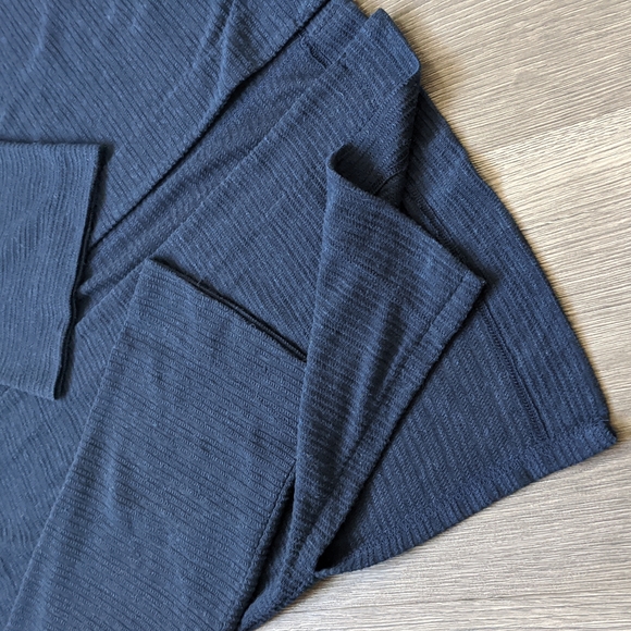 🦃 2 for$15 🦃 LOFT Outlet Navy Blue 3/4 Length Woven Fabric Open Cardigan XS - Picture 5 of 8